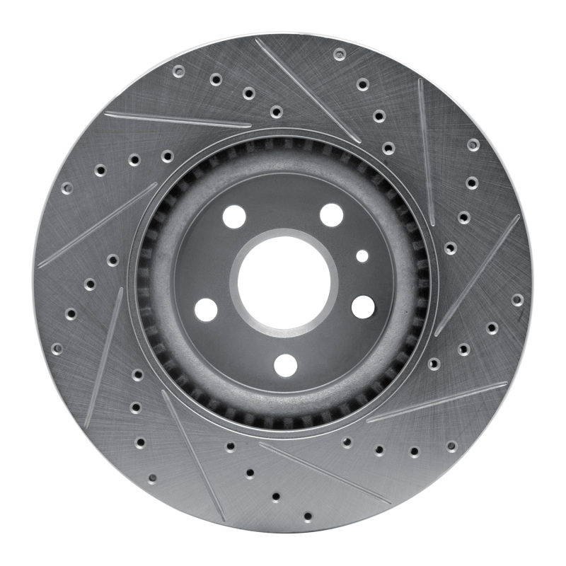 Cadillac CTS Brake Rotor (1) - Front Left - R1 Concepts - Drilled & Slotted - Silver - `08-`17